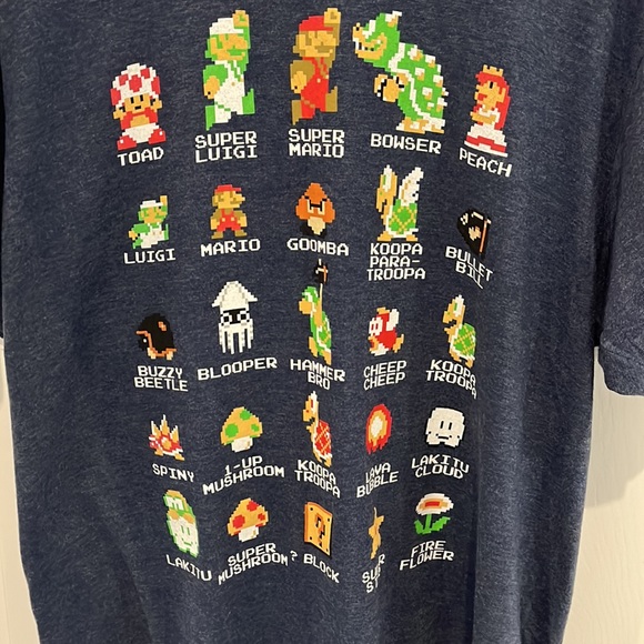Vintage Super Mario Bros. Graphic T-Shirt Nintendo Large Blue EUC Unisex - Picture 2 of 7